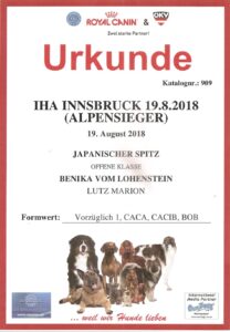 Urkunde IHA Innsbruck 19.08.2018