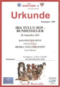 Urkunde IHA Tulln 2019 - Bundessieger